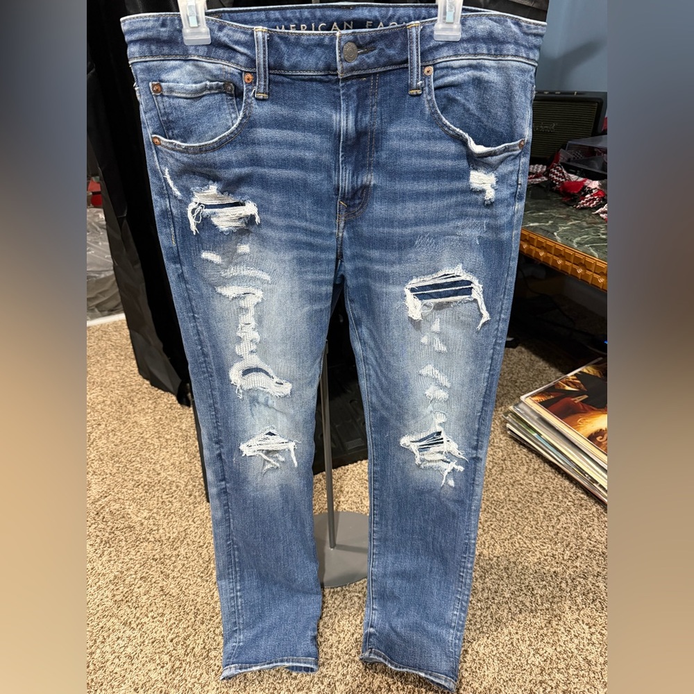 Distressed Blue Jeans for Men (American Eagle)